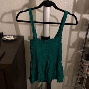 T.La Teal Smocked Peplum Camisole